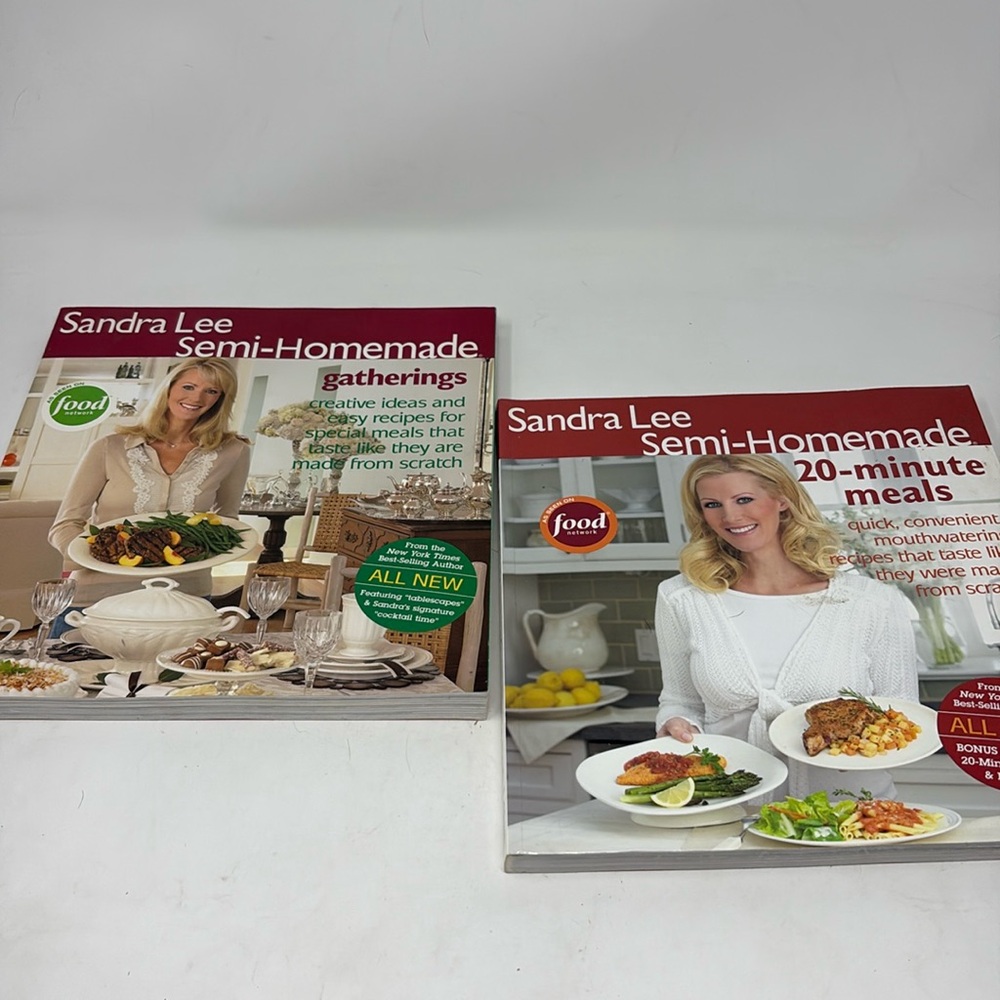 SANDRA LEE Semi-Handmade 2 Softcover Cookbooks 20 Minute Meals and Gatherings